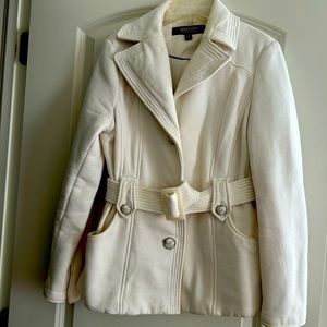 🔥 Kenneth Cole Reaction Cream Belted Winter Jacket Coat Size Small
